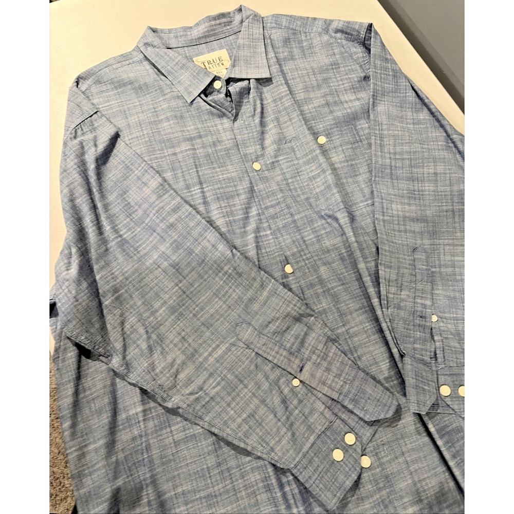True Nation Long Sleeve Button Up Shirt— Blue 3xl